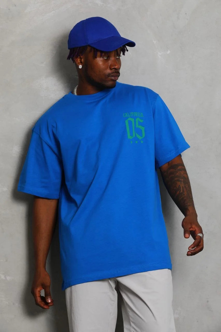 Unisex Oversize Baskılı Bisiklet Yaka T-Shirt - Siyah