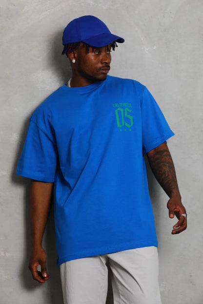 Unisex Oversize Baskılı Bisiklet Yaka T-Shirt - Siyah