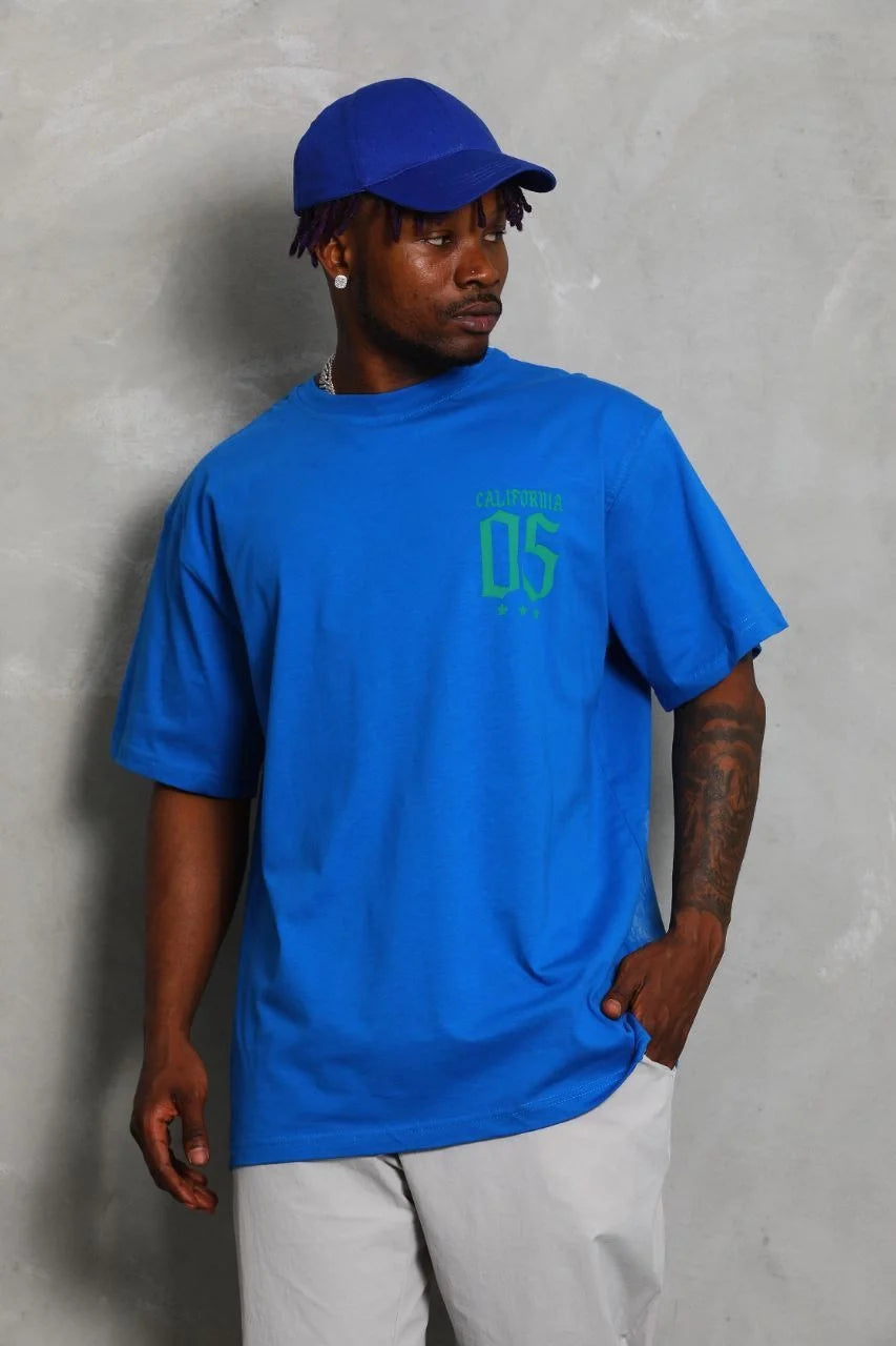 Unisex Oversize Baskılı Bisiklet Yaka T-Shirt - Siyah