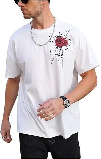 Erkek Bisiklet Yaka Kısa Kol Baskılı T-shirt - Siyah