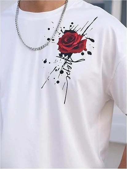 Erkek Bisiklet Yaka Kısa Kol Baskılı T-shirt - Siyah