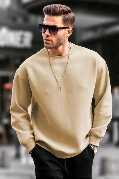 Erkek Düz Bisiklet Yaka Sweat - Siyah