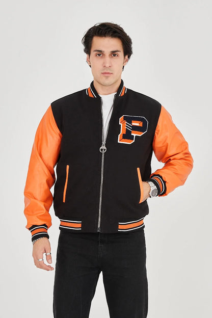 Erkek İçten Elyaf ve Astarlı Kolları Suni Deri Ceket - Mavi