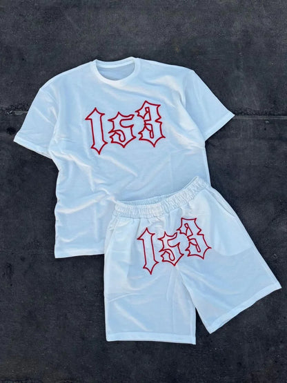 Erkek Nakış İşlemeli Şortlu Takım - Siyah