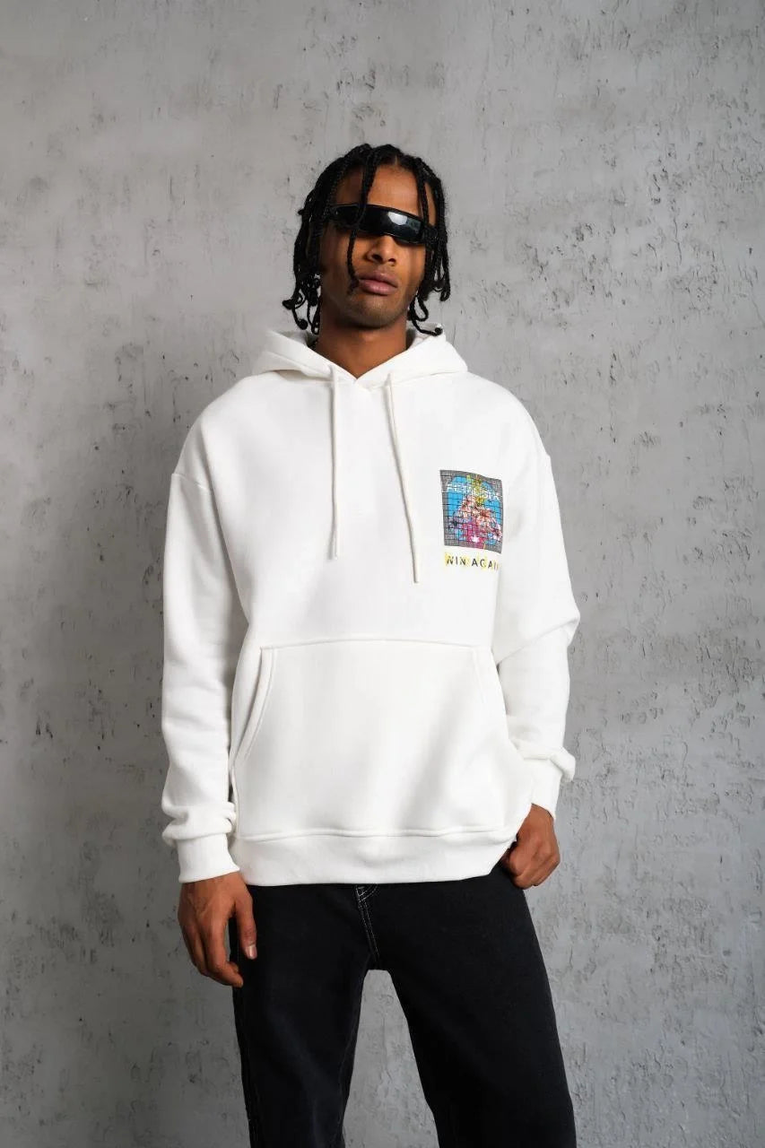 Erkek Patel Six Baskılı Kapüşonlu Sweat - Siyah