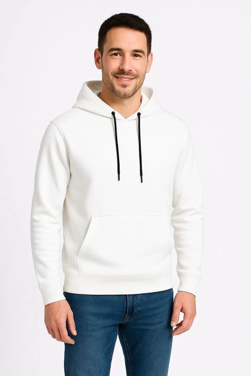 Erkek Üç İplik Kapüşonlu Kanguru Cepli SweatShirt hoodie - Siyah