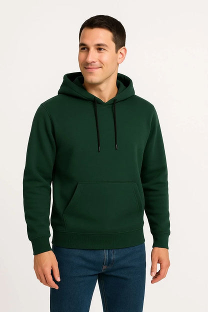 Erkek Üç İplik Kapüşonlu Kanguru Cepli SweatShirt hoodie - Siyah
