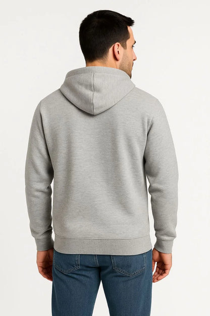Kadın Üç İplik Kapüşonlu Tam Fermuarlı Kanguru Çepli SweatShirt Hoodie - Gri
