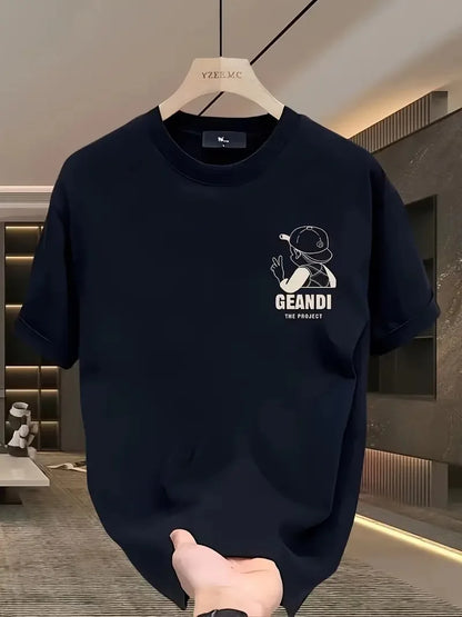 Geniş Kesim Pamuklu Tişört - "GANDHI The Project" Baskılı, Beyaz, Rahat Kesim, Kısa Kollu, Günlük Kıyafet, Her Gün Giyilebilecek Tişört- Beyaz