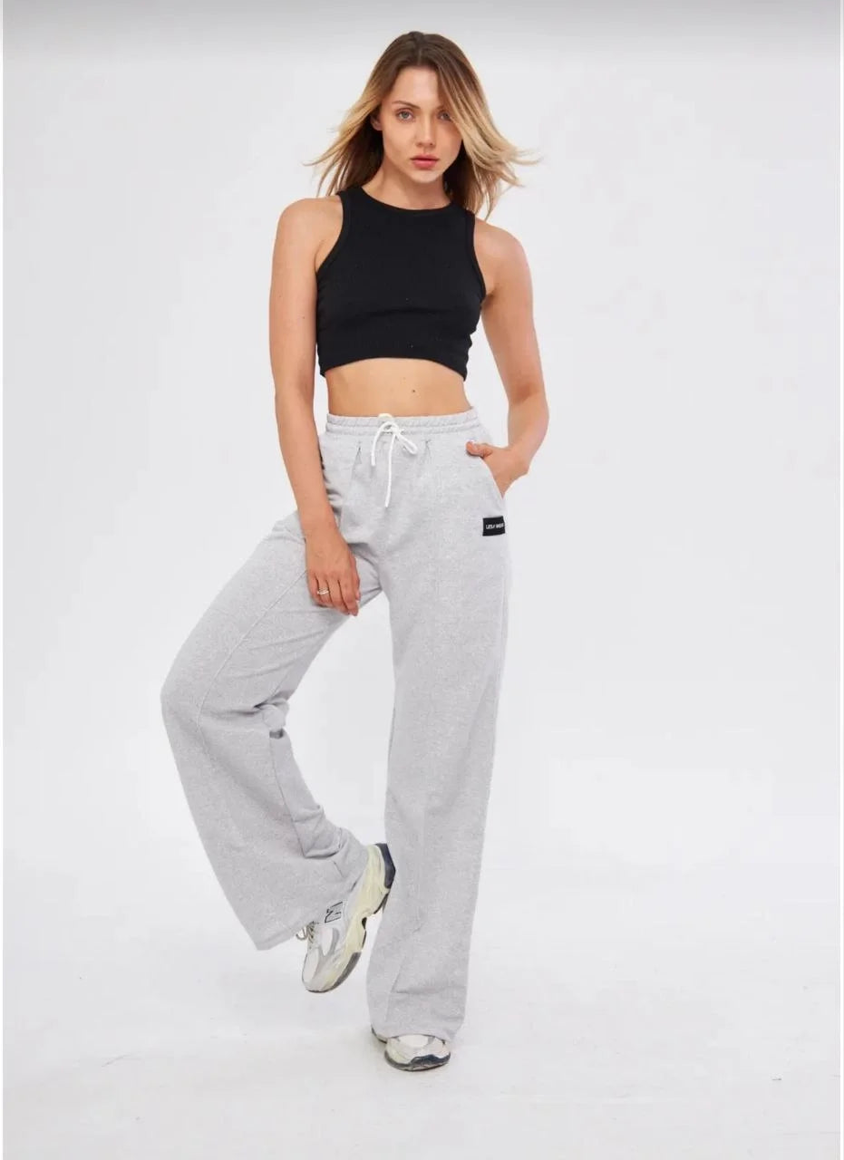 İki iplik Bol Paça Eşofman Pantalon - Siyah