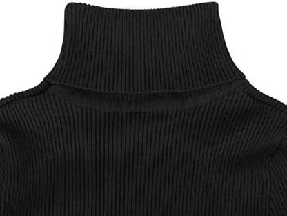 Kadın Tesettür Triko Elbise – Boğazlı Uzun Fitilli Dokuma, Esnek Tam Kalıp, 130 cm Midi Boy, Bahar & Kış Şık Rahat Stil - Kahverengi