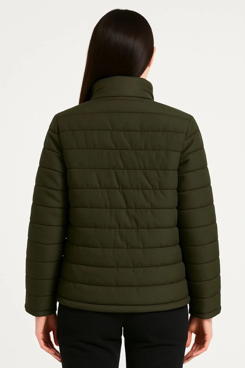 Kadın Bomber Mont Ceket – Su İtici Kumaş, Kapitone Astarlı, Fermuarlı, Kışlık - Kırmızı