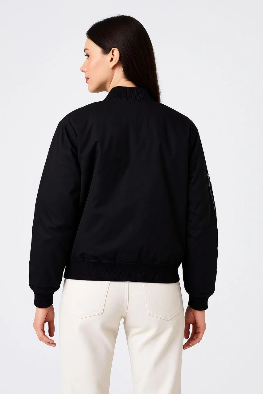 Erkek Bomber Mont Ceket – Fermuarlı, Kapitone İçi Astarlı, Su İtici Kumaş, Regular Fit, Uzun Kollu, Yandan Cepli, Bahar & Kış Rahat Günlük Stil - Siyah