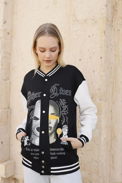 Erkek Oversize Kolej Ceket - Siyah