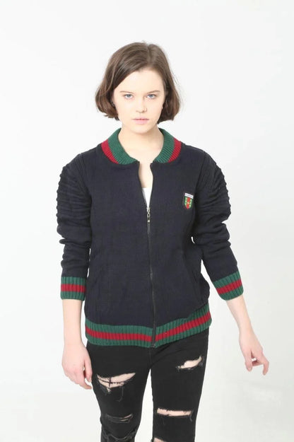 Erkek Tam Fermuarlı Triko Hırka - Lacivert