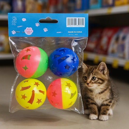 4'lü Çıngıraklı Top Kedi Oyuncağı