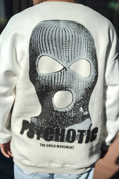 Kışlık Bisiklet Yaka Baskılı SweatShirt - Siyah