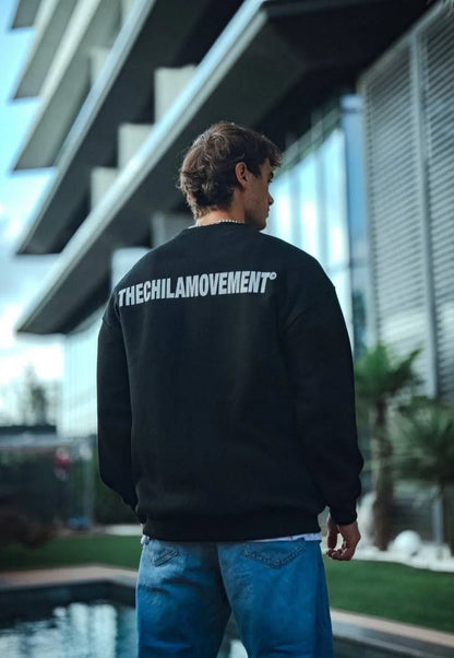 Kışlık Bisiklet Yaka Oversize Baskılı SweatShirt - Beyaz