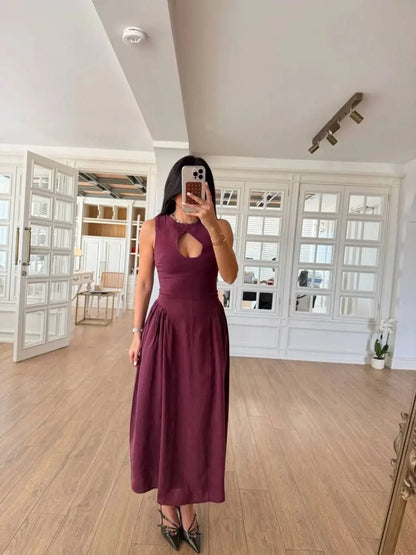 Kolsuz Uzun Kabardin Elbise - Gri