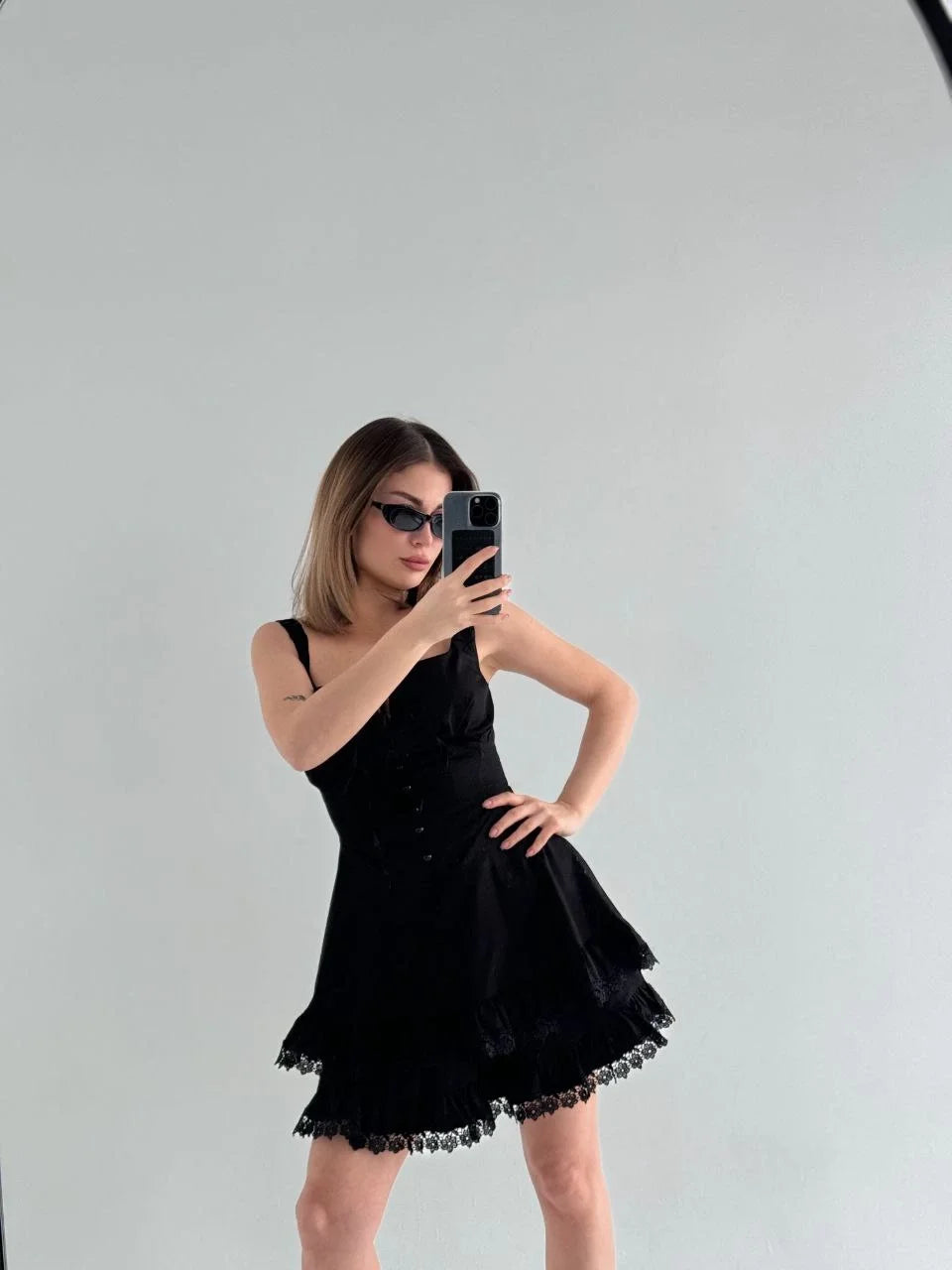 Mini Askılı Elbise - Bordo