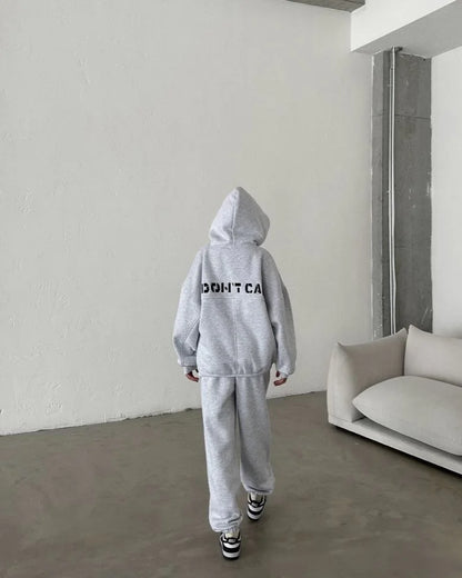 Nakış İşlemeli Üç İplik Sweat Takım- Beyaz