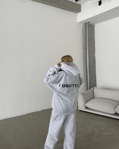 Nakış İşlemeli Üç İplik Sweat Takım- Beyaz