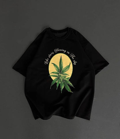 Ön ve Arka Baskılı Oversize Bisiklet Yaka T-shirt- Beyaz