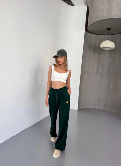 Osy Modal Yumuşak Dokulu Kumaş Nakış işlemeli Rahat Bol Paça Eşofman Pantalon - Bordo