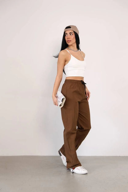 Praşut Kumaş Paça Cepli Baggy Eşofman - Antrasit