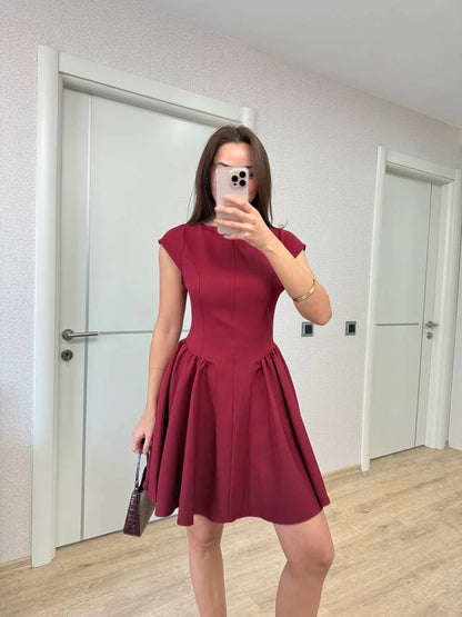 Sırt dekolteli Çan Detaylı Mini Elbise - Siyah