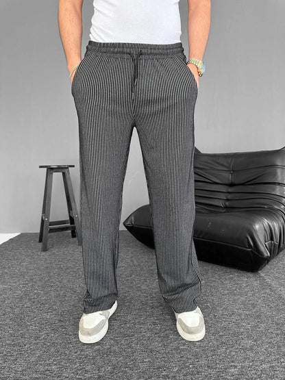 Su Yolu Çizgili Cepli Pantalon Yazlık - Kahverengi