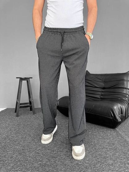 Su Yolu Çizgili Cepli Pantalon Yazlık - Kahverengi