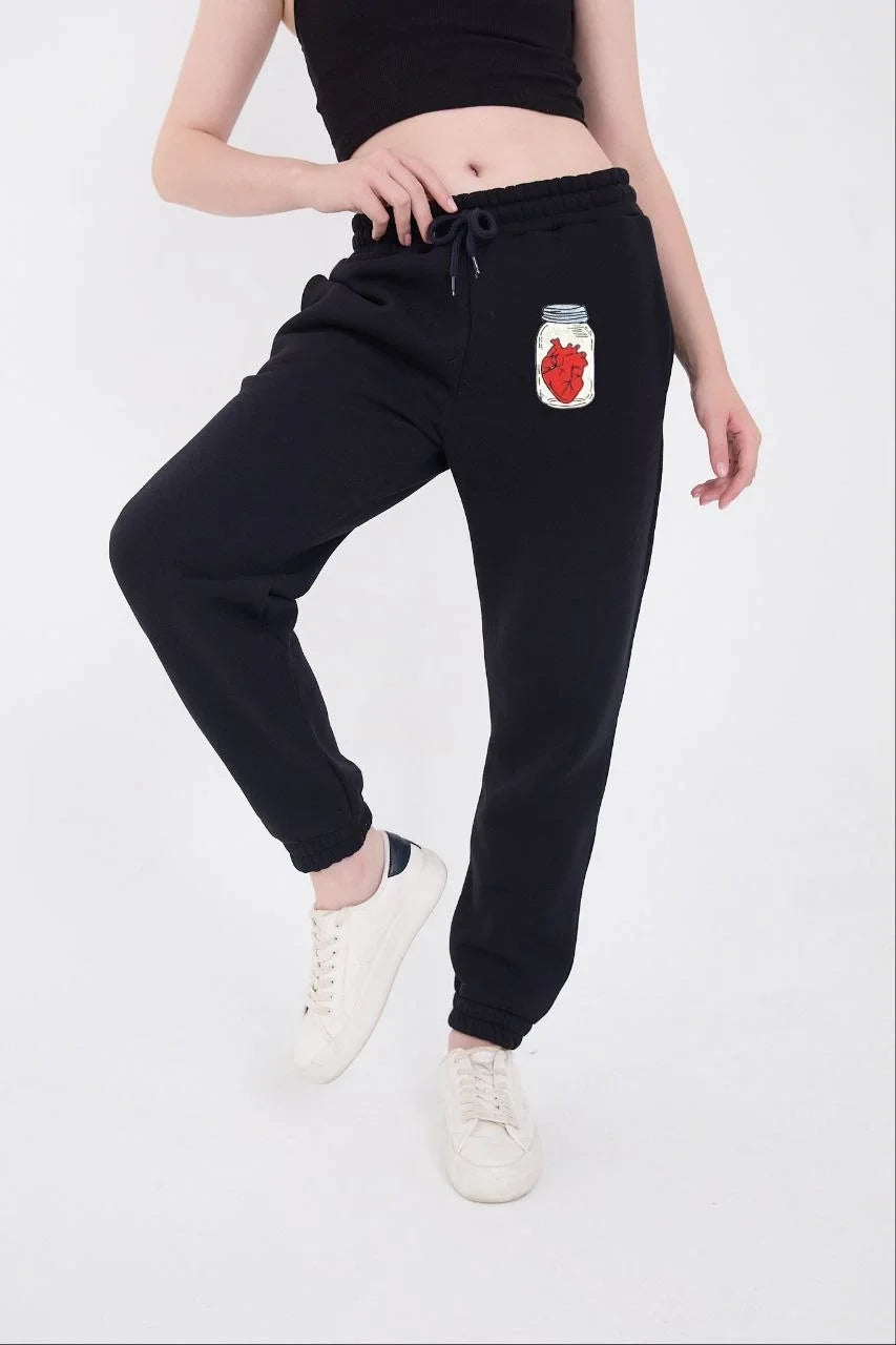 Lastikli Üç İplik Baskılı Eşofman Pantolon - Lacivert