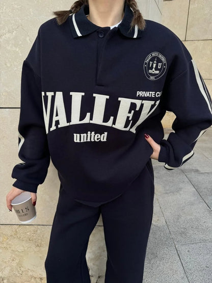 Üç İplik Yakalı Sweat Baggy Pantalonlu Takım - Bordo