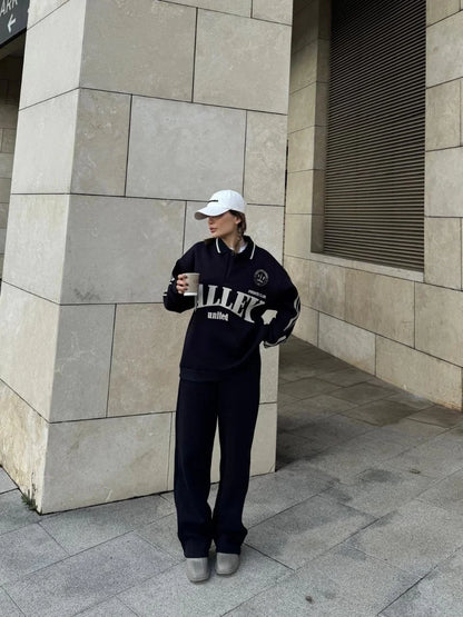 Üç İplik Yakalı Sweat Baggy Pantalonlu Takım - Bordo