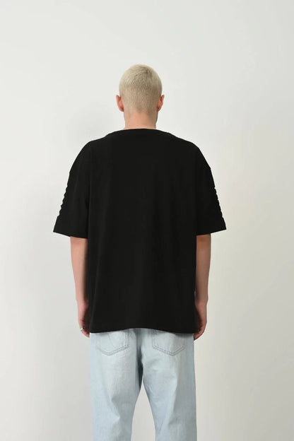 Unisex Baskılı Bisiklet Yaka Oversize T-Shirt - Beyaz