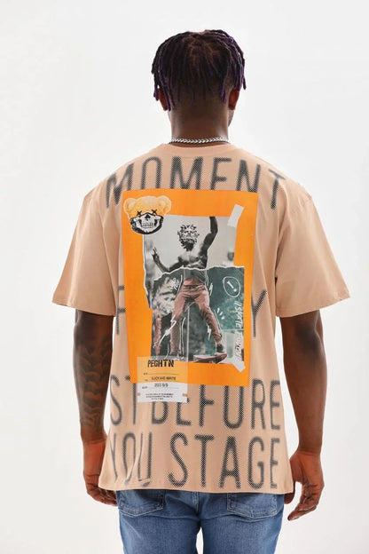 Unisex Baskılı Oversize T-Shirt - Beyaz