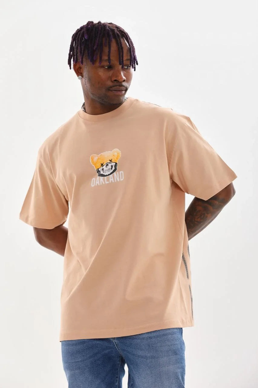 Unisex Baskılı Oversize T-Shirt - Beyaz