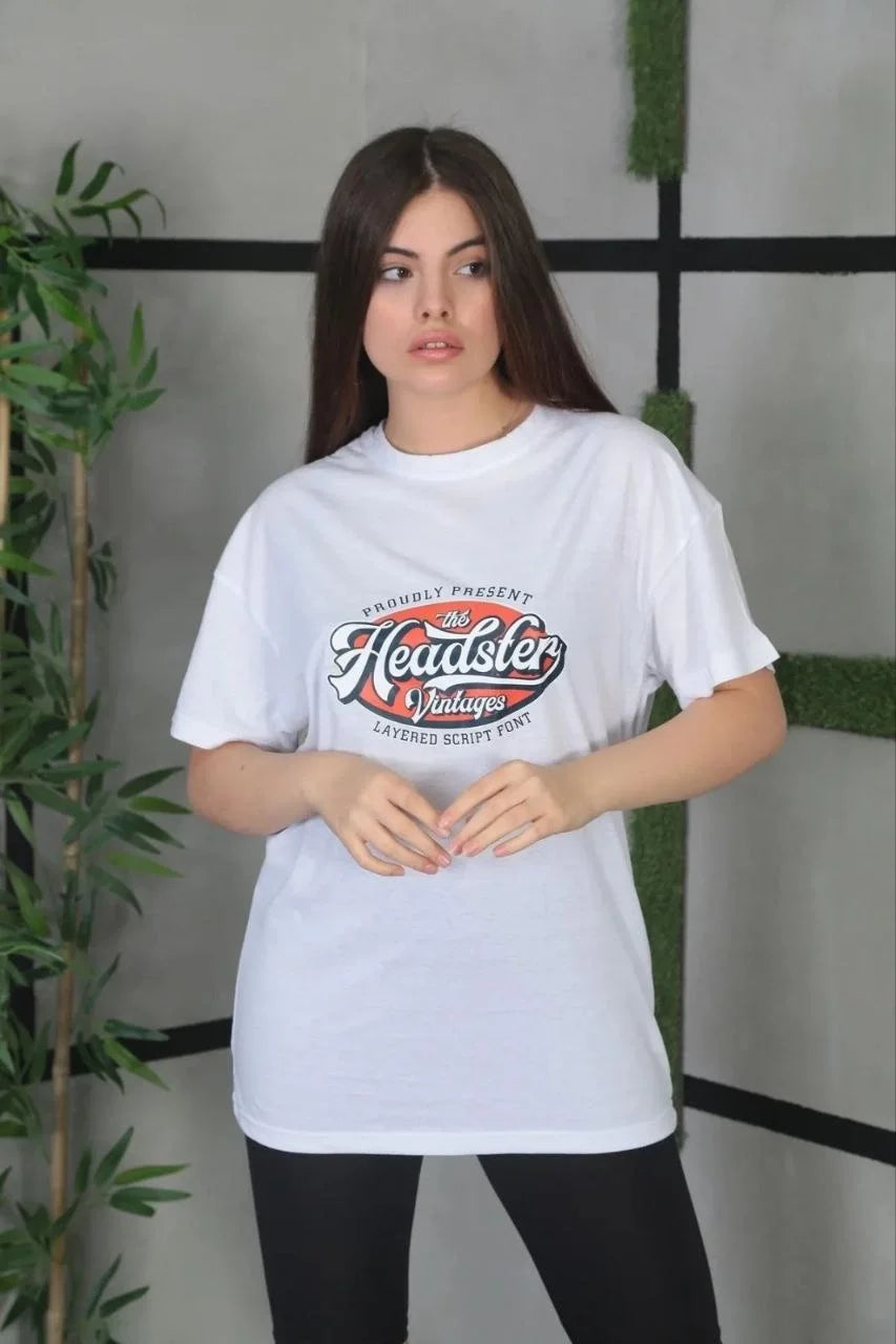 Unisex Baskılı Oversize T-Shirt - Siyah