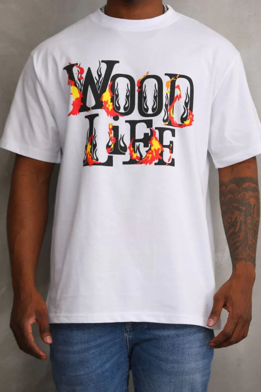 Unisex Baskılı Oversize T-Shirt - Gri