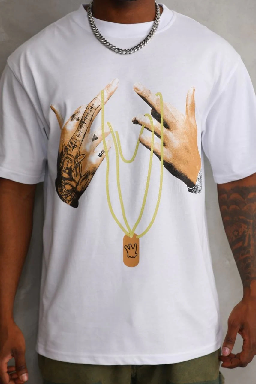 Unisex Baskılı Oversize T-Shirt - Siyah