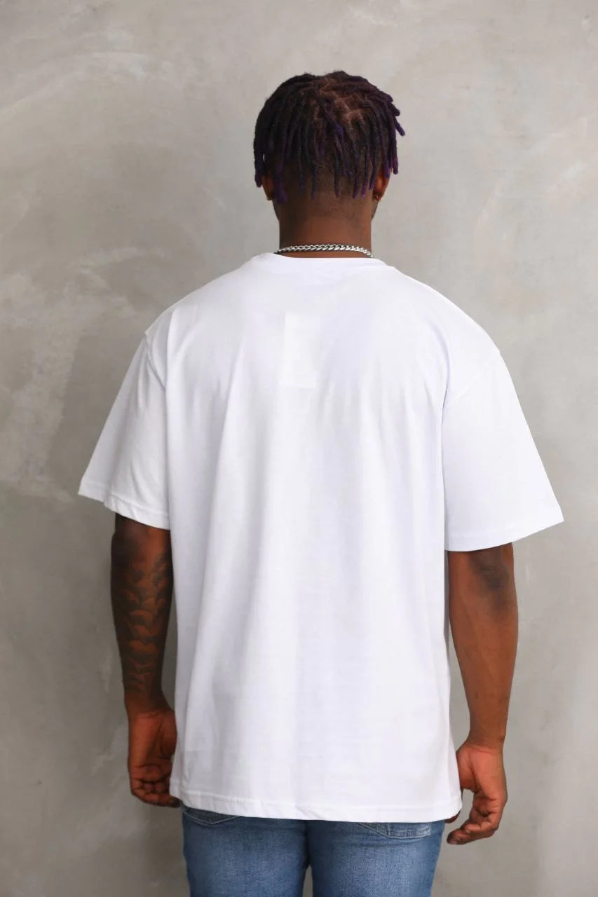 Unisex Baskılı Oversize T-Shirt - Kırmızı