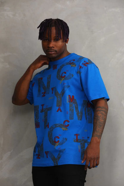 Unisex Baskılı Oversize T-Shirt - Bej