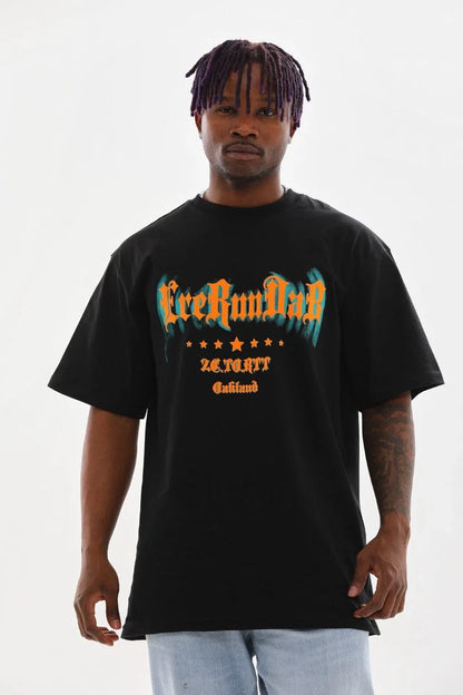 Unisex Baskılı Oversize T-Shirt - Kırmızı