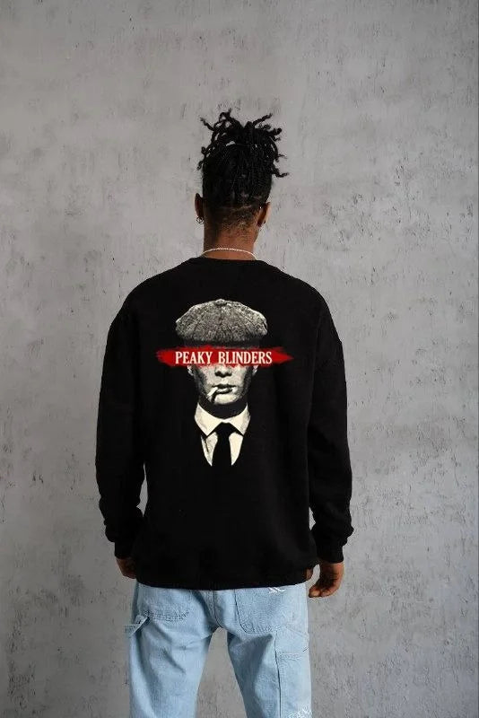 Unisex Bisiklet Yaka Baskılı Oversize Sweatshirt - Beyaz