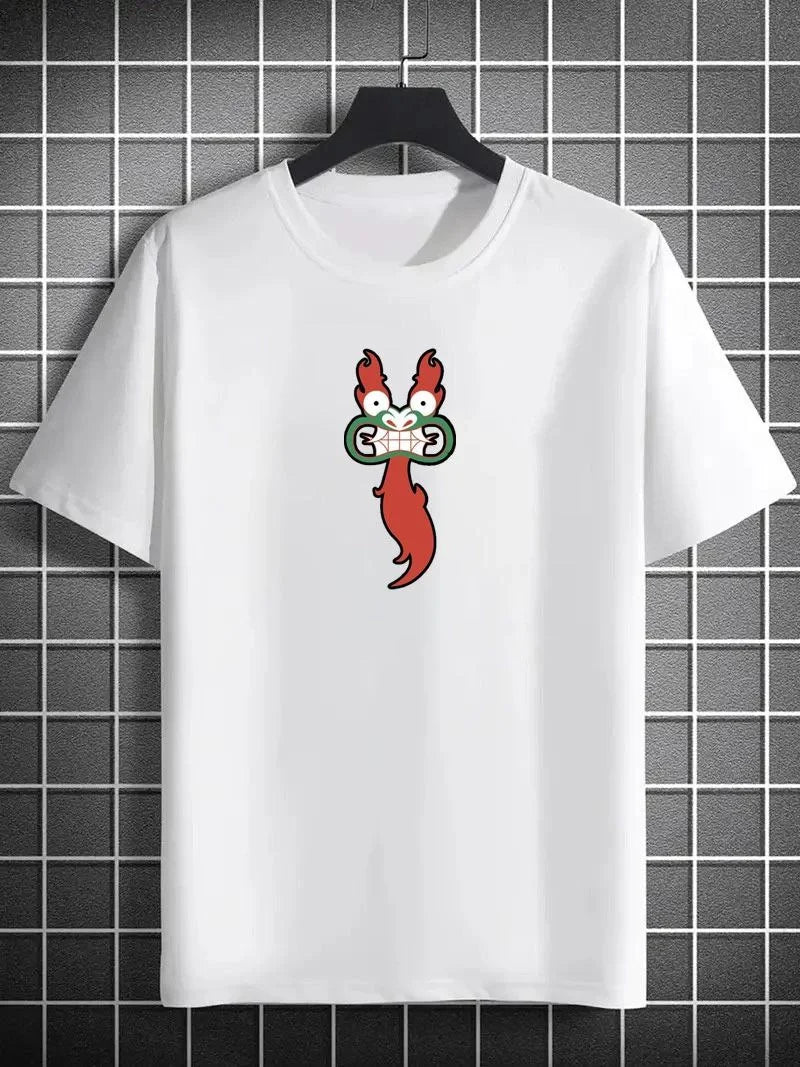 Unisex Bisiklet Yaka Baskılı Oversize T-Shirt - Siyah