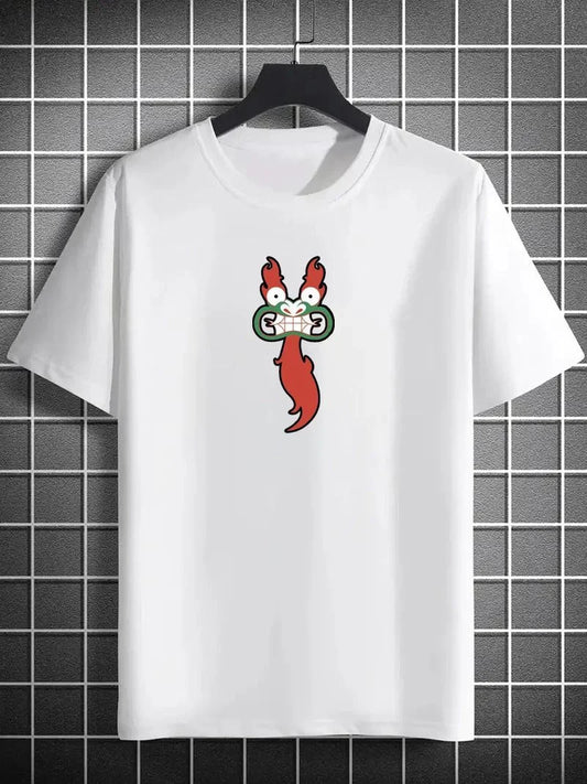 Unisex Bisiklet Yaka Baskılı Oversize T-Shirt - Siyah