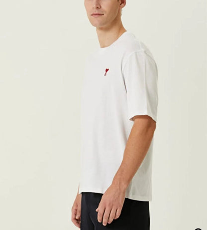 Unisex Bisiklet Yaka Baskılı Oversize T-Shirt - Siyah