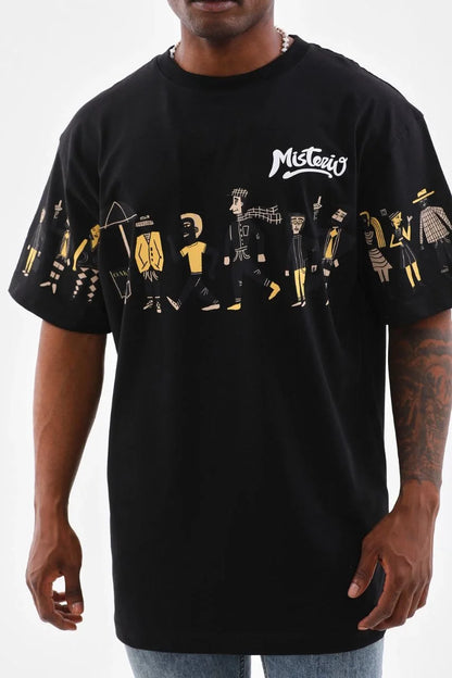 Unisex Bisiklet Yaka Baskılı Oversize T-Shirt - Beyaz