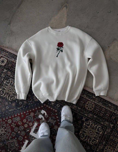Unisex Bisiklet Yaka Ön Ve Arka Baskılı SweatShirt - Siyah